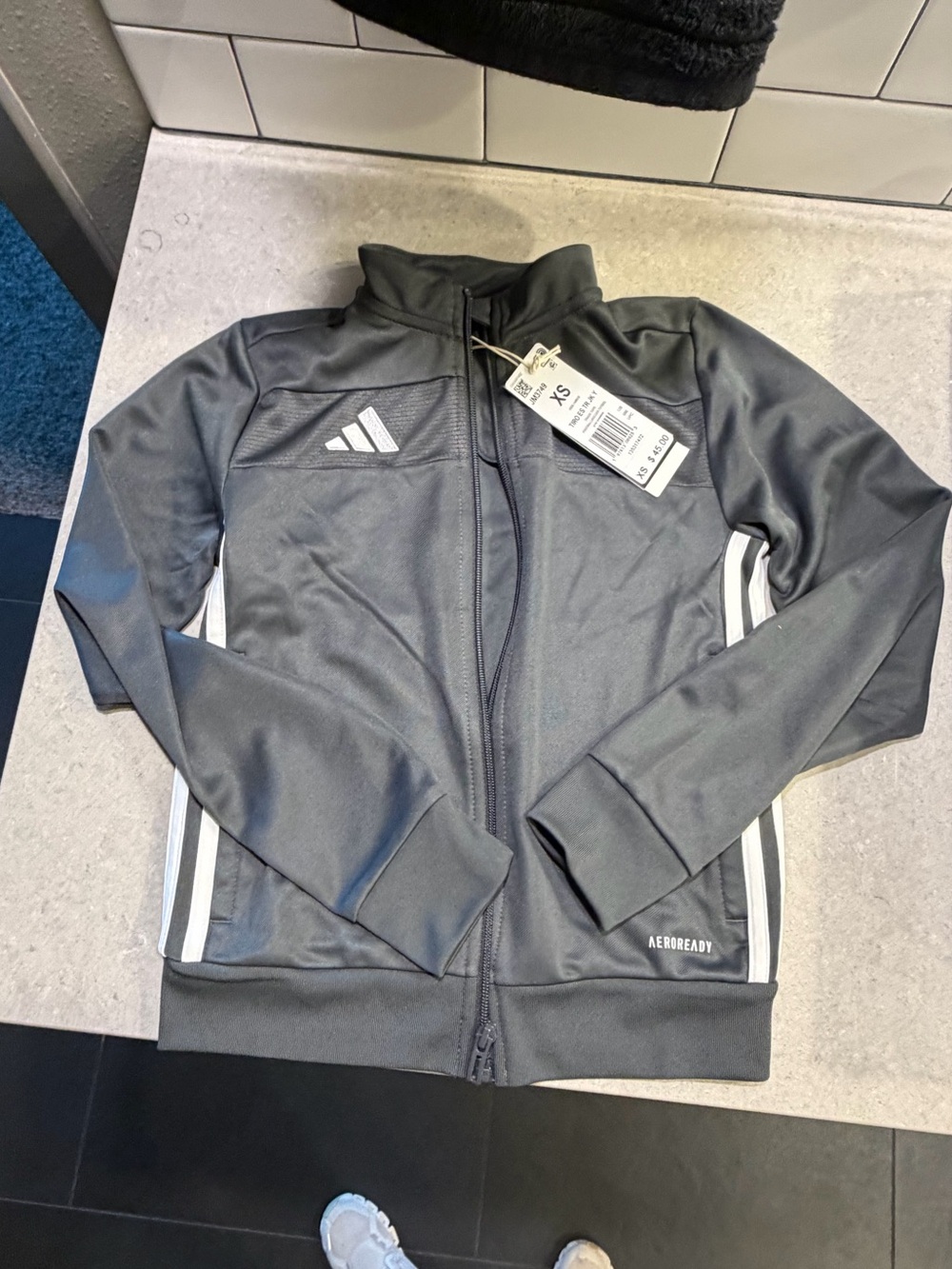 Adidas Gray Kids Tiro Track Jacket with White Logo